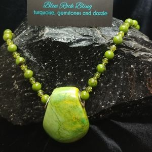 Turquoise and Peridot Handcrafted Necklace